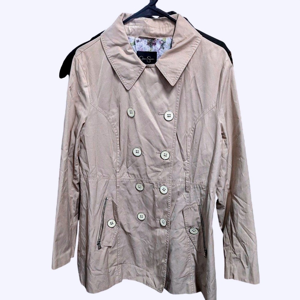 Quiet Luxury Old Money Utility Trench Coat Double Breasted Jessica Simpson M